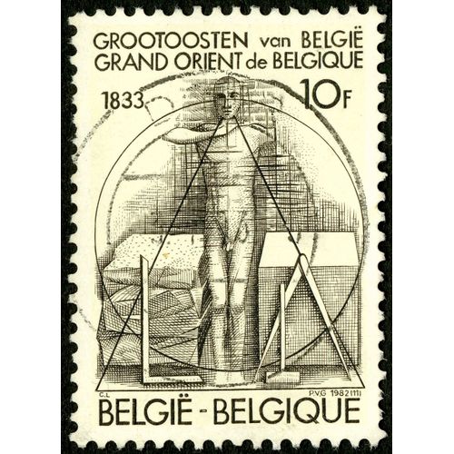 Timbre Oblitéré België - Belgique, Grootoosten Van België, Grand Orient De Belgique, 1833, 10 F
