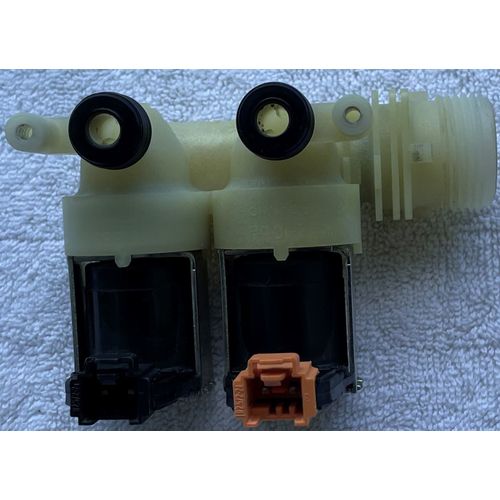 Electrovanne Double Voies - E-08 33890020 - PA66-GF30 pour Lave-Linge VEDETTE - VLF8126 - LC8ER - Amplitude 8Kg.