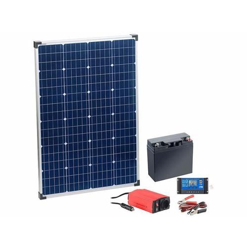 Panneau solaire 110 W avec batterie 12 V, régulateur 20 A et convertisseur 300 W