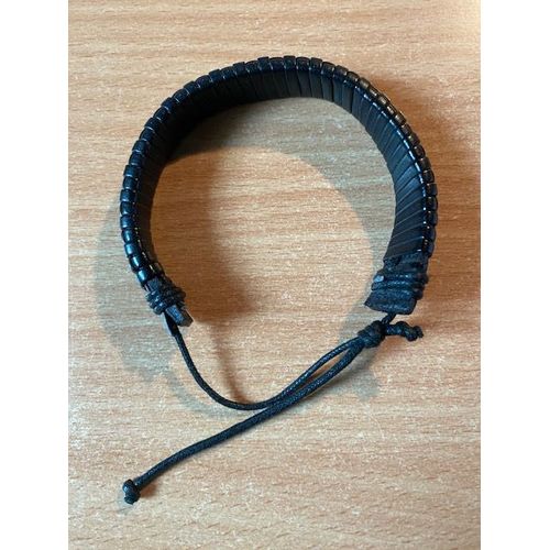 Bracelet En Cuir Noir Réglable