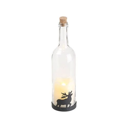 Bouteille De Vin Décorative Avec Bougie Led Vacillante - Renne
