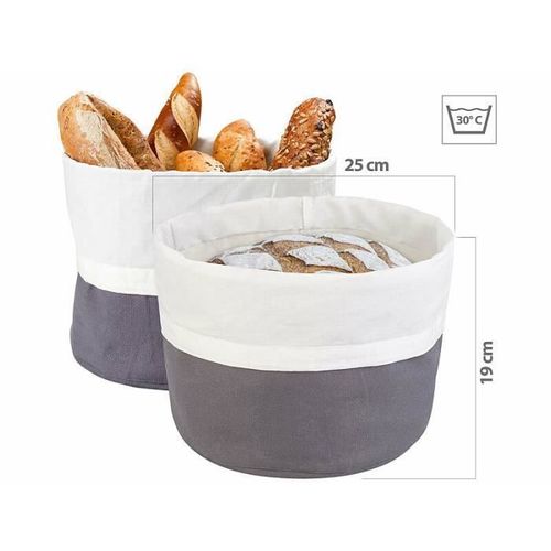 2 Corbeilles À Pain En Coton Ø 25 Cm Avec Cordon De Serrage