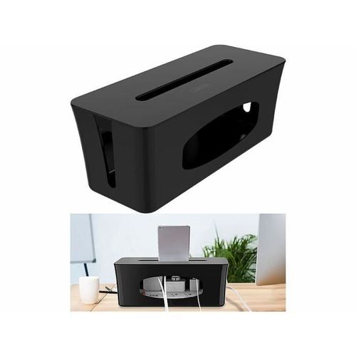 Boîte de rangement pour multiprise avec support smartphone - coloris noir