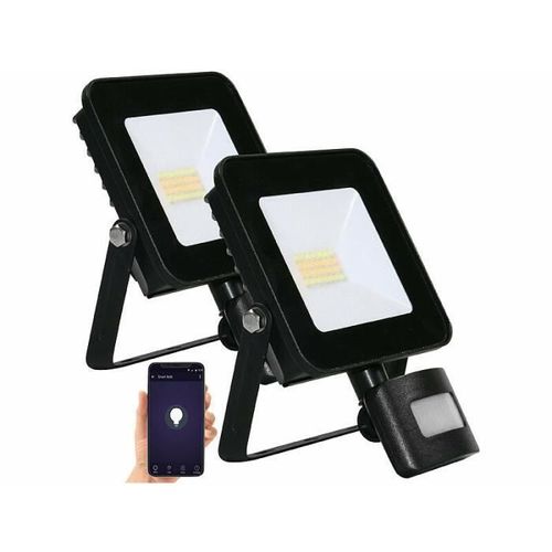 2 Projecteurs Led Connectés Avec Capteur De Mouvement - 20 W - 1600 Lm - Cct