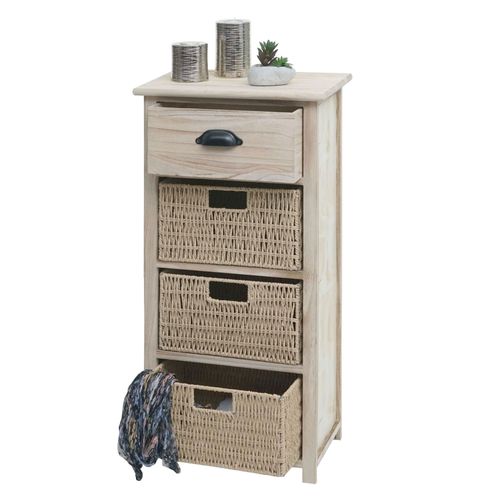 Commode Hwc-K84 Avec Paniers, Armoire À Tiroirs, Bois 83x40x29cm   Naturel, Paniers Marron Clair