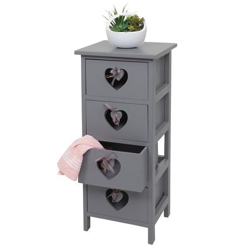 Commode Forli, Armoire À Tiroirs, 4 Tiroirs Avec CUrs 70x29x25cm, Look Shabby, Vintage   Gris-Bleu