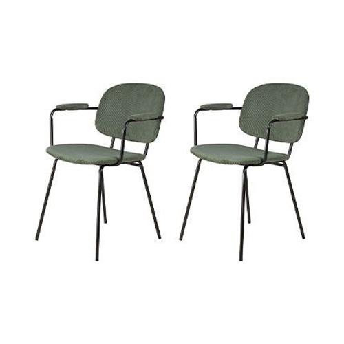 Lot De 2 Fauteuils 56x58x79,5 Cm En Velours Côtelé Vert Foncé - Hagan