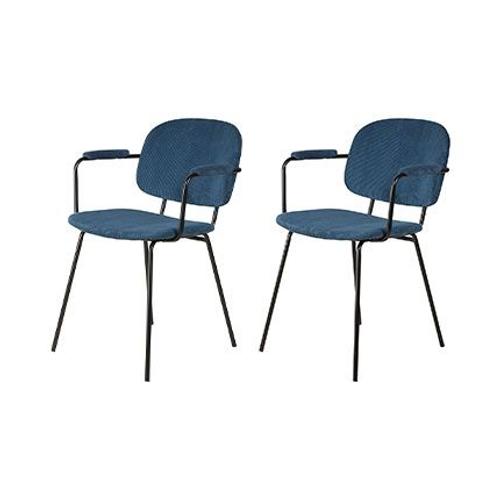 Lot De 2 Fauteuils 56x58x79,5 Cm En Velours Côtelé Bleu Foncé - Hagan