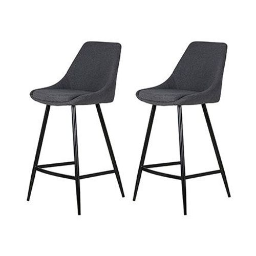 Lot De 2 Chaises De Bar H67 Cm En Tissu Gris Foncé - Ormoy