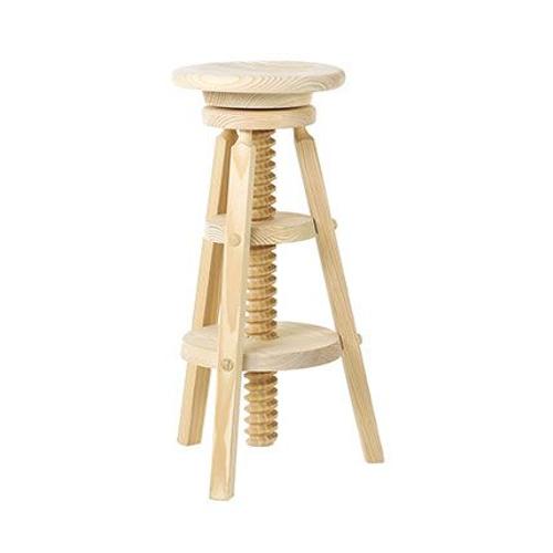 Tabouret De Bar Réglable 40x40x70/90 Cm En Pin Naturel - Beaufort