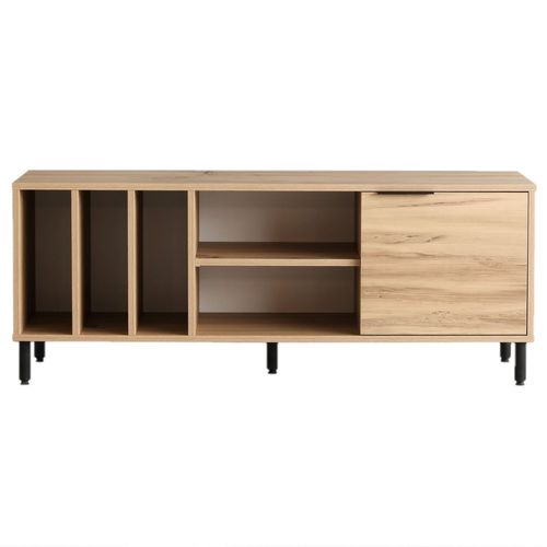 Meuble Tv Avec 5 Niches De Rangement Et Une Porte En Panneaux De Particules - Beige