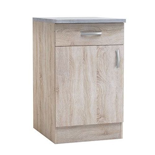 Meuble Bas 1 Porte Et 1 Tiroir 50x60x85 Cm Chêne Et Gris - Lewis