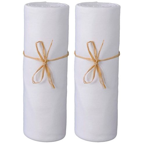 Lot 2 Draps Housse Coton Bio Cm ? 50 X 80 Cm ? Blanc