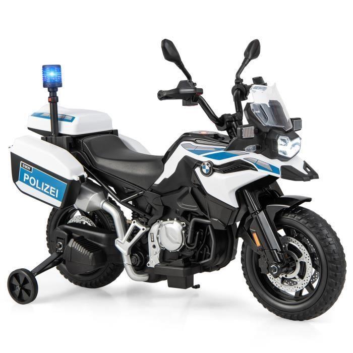 COSTWAY Moto Électrique BMW 12V/7AH pour Enfants, 6km/h Modèle Policier  avec Klaxon, Musique,Sirène, Phares pour 3 - 8 Ans