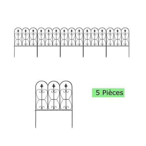 COSTWAY Clôtures de Jardin Décoratives Extérieurs 5 Pcs en Métal 60x80CM Barrière de Jardin Motif Paysage pour Terrasse Aménagement