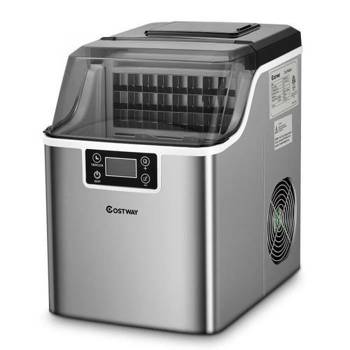 COSTWAY Machine à Glaçons 18kg/24 h avec Emplacement de Bonbonne Ecran LCD Minuterie Pelle Auto-Nettoyage Réservoir d'Eau 3,2 L