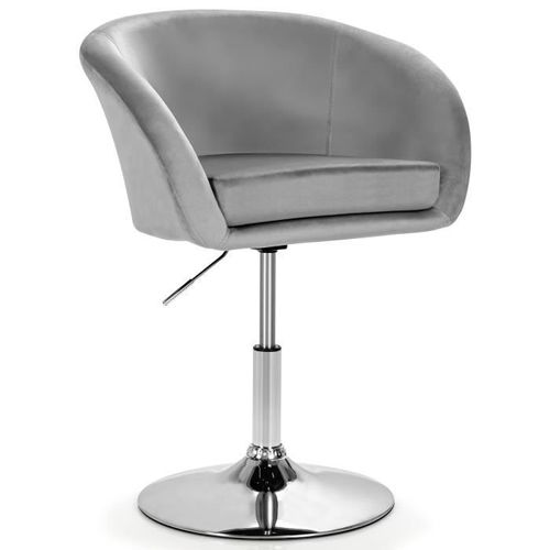 Costway Chaise Pivotante En Velours, Fauteuil De Bureau Réglable En Hauteur, Base Galvanisée Charge 125kg Gris