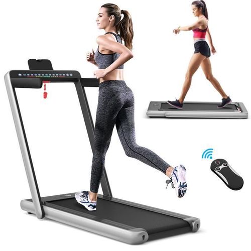 Costway Tapis De Course Pliable 0,75hp Double Affichage Led App Et Télécommande Vitesse Motorisé 12 Km-H Surface 40x100cm Argent