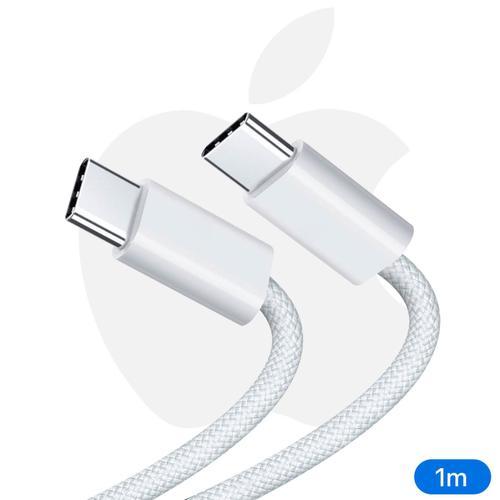 Apple Original - 1M Cable 60W Chargeur Cordon Tressé USB-C Pour Adaptateur Prise Secteur Type-C Compatible iPhone 16 / Plus / Pro / Max / iPad Air 11 13 2024 / iPad Pro 11 13 2024 - Bulk