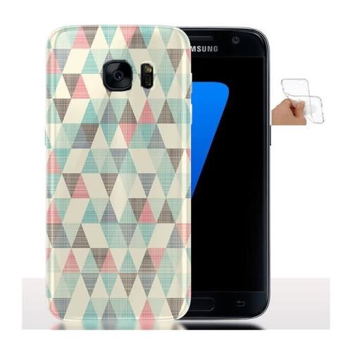 Coque Gel S7 Triangles Vintage Housse Silicone Samsung Galaxy S7 Coque Tel