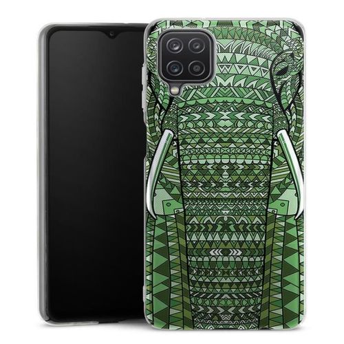 Coque Samsung Galaxy A12 Elephant Vert Azteque - Silicone - Animaux