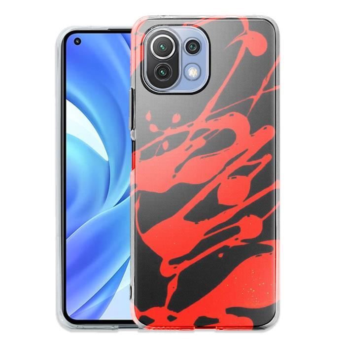 Coque Silicone Compatible Xiaomi Mi 11 Lite Paint Slpash Rouge