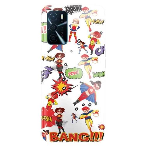 Coque Silicone Compatible Oppo A16 Super Hero Blanc