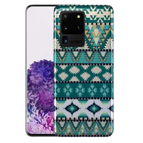 Coque Samsung S20 Azteque Vert, Coque S20+ Antichocs, Coque Bumper En Silicone Motif Aztec, Compatible Samsung Galaxy S20 Plus