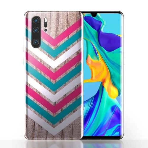 Coque Huawei P30 Chevrons Roses - Housse Anti Chocs Silicone