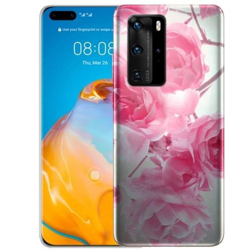 Coque Huawei P40 Pro Dentelle Rose ? Motif Fleurs , En Silicone, Pare-Chocs Souple Compatible Téléphone Huawei P40 Pro