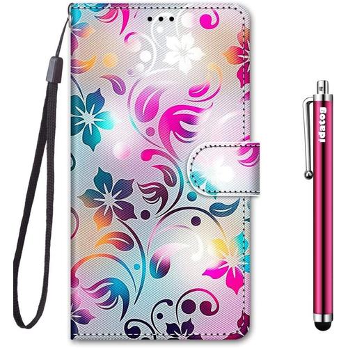 Coque Pour Nokia 5, Portefeuille Flip Clapet Case Support Pliable Cuir Pu Etui Cover Pattern Couleur Design [Fermeture Magnétique] Pour Bumper 360 Degres Incassable Antichoc (Fleur)