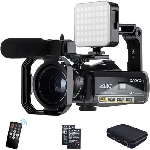 ORDRO Caméra Vidéo 4K Caméscope Full HD 1080P 60FPS Vlogging Caméra pour Youtube Zoom Numérique 30X Écran IPS 3,1" avec Microphone,