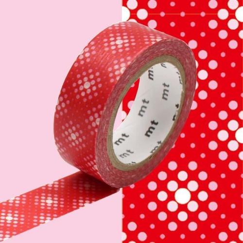 Masking Tape Points Blanc Sur Fond Rouge - 1,5 Cm X 7 M