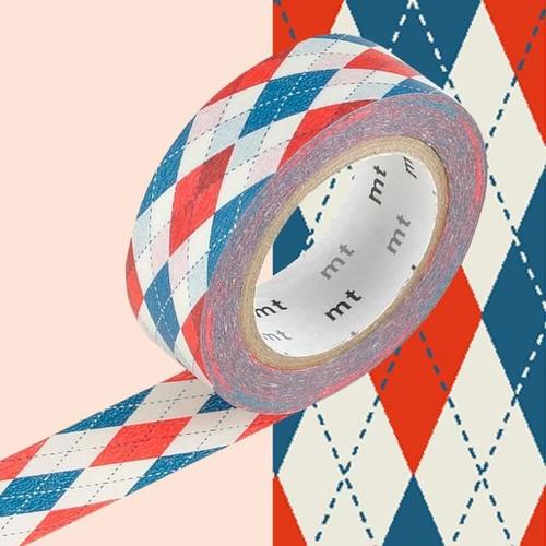 Masking Tape Damier - Rouge Et Bleu - 1,5 Cm X 7 M