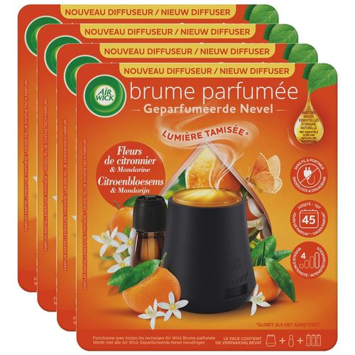 Air Wick Lot De 4 Diffuseurs Huiles Essentielles Brume Parfum¿E Citronnier Diffuseur + 1 Recharge 