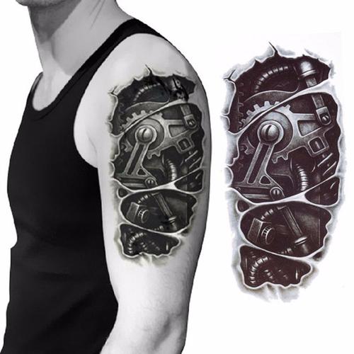 Tatouage Autocollant 3d Mécanique Pour Hommes, Résistant À La Chaleur, Écrou De Fixation Des Bras, Bras, Main, Corps, Tatouage Temporaire 