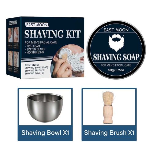 Brosse De Rasage Pour Hommes, Ensemble Cadeau, Manche En Bois, Crème De Rasage, Bol En Acier Inoxydable, Bol En Mousse De Rasage, Outils De Nettoyage Du Visage 