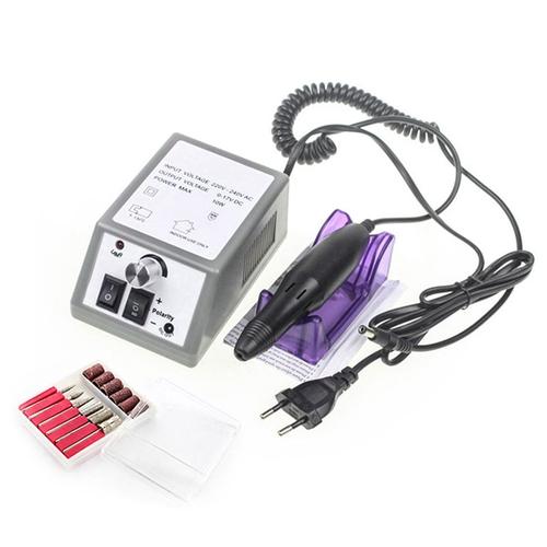 Kit De Manucure Électrique Avec Prise Eu, 1 Ensemble De Mèches De Lime À Ongles Et 1 Ensemble De Perceuse À Ongles Électrique 