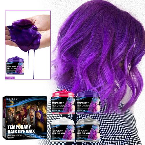 Cire De Coloration Temporaire Pour Cheveux Unisexe, Pâte De Moulage Unique, Crème De Teinture, Gel Pour Cheveux, Style Gris Argent/Rouge, 4 Pièces 