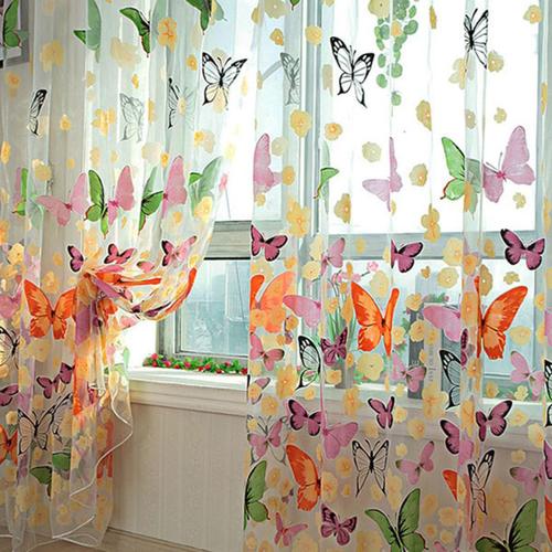 Rideaux Transparents Papillon Pour Salon, Chambre À Coucher, Voile Coloré, Stores En Tulle, Traitements De Fenêtre De Cuisine, Draperies De Panneaux