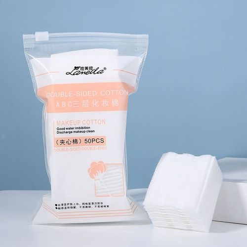 Tampons Démaquillants Doux À Trois Couches, En Coton Naturel, Lingettes Nettoyantes Pour Le Visage, Sandwich Épais, Outil De Beauté, 50 Pièces 