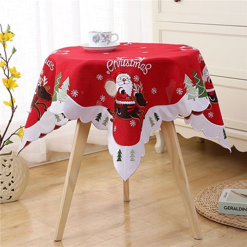 Nappe Ronde Brodée De Noël, Nappe De Table Pour Les Vacances, Pour La Maison, La Cuisine, Le Restaurant, Les Décorations De Table À Manger