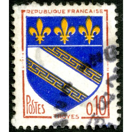 Timbre Oblitéré République Française, Troyes, Postes, 0.10