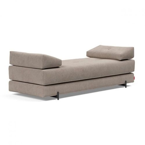Méridienne Design Sigmund Indu Cordufine, Beige Convertible Lit 160*200 Cm Pieds Acier Noir