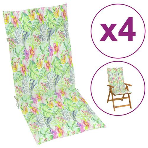 Vidaxl Coussins De Chaise De Jardin 4 Pcs Motif De Feuilles 120x50x3cm