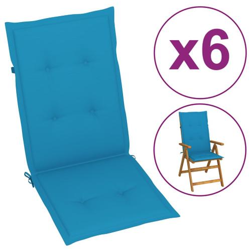 Vidaxl Coussins De Chaise De Jardin 6 Pcs Bleu 120x50x3 Cm