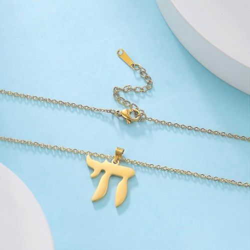 Lemegeton Lettre Hébreu Hai Chai Pendentif Symbole Collier Signe De Vie Amulette Juive Religieux Colliers En Acier Inoxydable Bijoux
