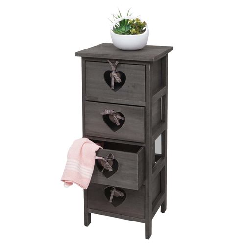 Commode Forli, Armoire À Tiroirs, 4 Tiroirs Avec CUrs 70x29x25cm, Look Shabby, Vintage   Gris-Brun