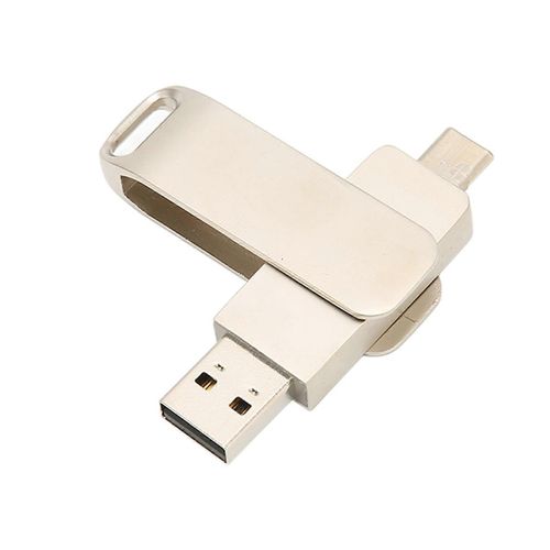 Phone Memory Stick USB 3.0 Type C 2 in 1 Metal Rotatable Portable Flash Drive for Tablets Pictures Storage Silver 256GB