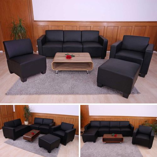 Système De Canapé Modulaire Lyon, Ensemble, Simili-Cuir, Noir
